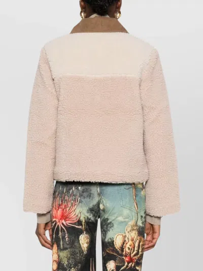 Barbour Collar Contrast Textured Fabric Patch Pockets D-ring In Pink