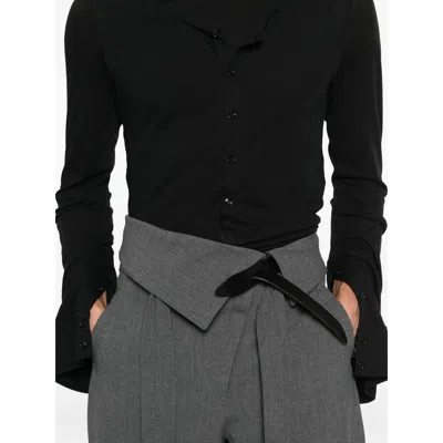 Ann Demeulemeester Button-front Long-sleeve T-shirt In Black