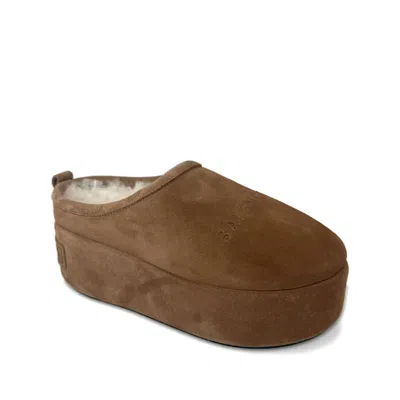 Balenciaga Women Alaska Soft Suede Mule With Plateau In Brown