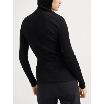 Brunello Cucinelli Knit Sweater Hood Ribbed Texture In Black
