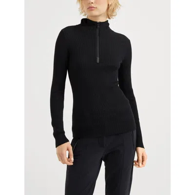 Brunello Cucinelli Knit Sweater Hood Ribbed Texture In Black