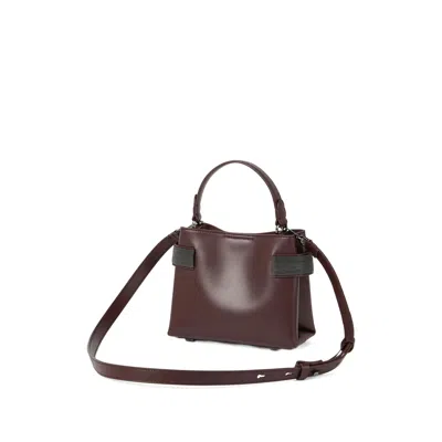 Brunello Cucinelli Small Leather Handbag Top Handle In Brown