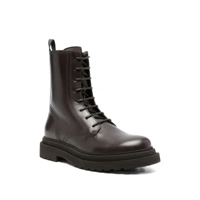 Brunello Cucinelli Leather Ankle Boots In Brown