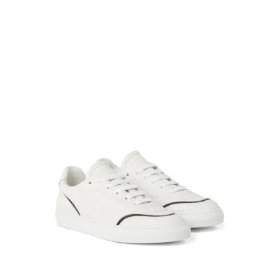 Brunello Cucinelli Leather Sneakers With Shiny Details In White