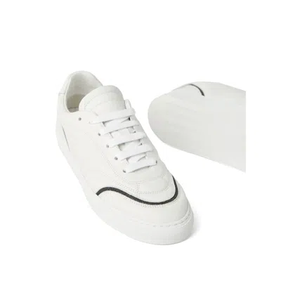 Brunello Cucinelli Leather Sneakers With Shiny Details In White