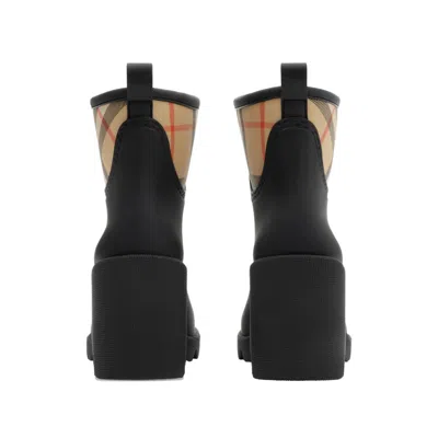 Burberry Marsh Stamp Checked Nylon-trimmed Rubber Ankle Boots In Black