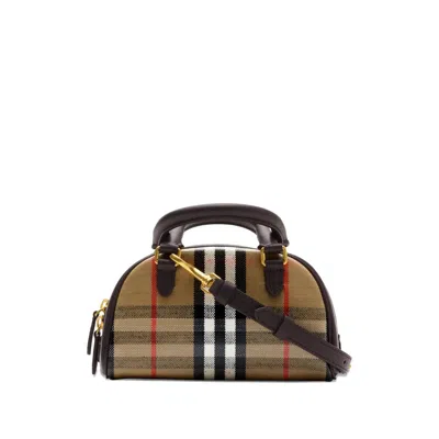 Burberry Mini Highlands Bowling Handbag And Handles In Neutral
