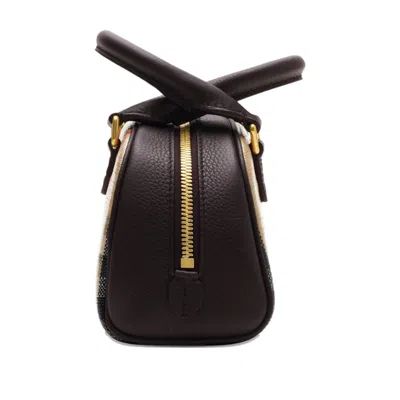Burberry Mini Highlands Bowling Handbag And Handles In Neutral
