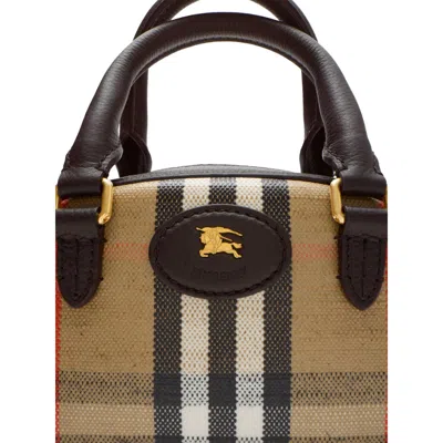 Burberry Mini Highlands Bowling Handbag And Handles In Neutral