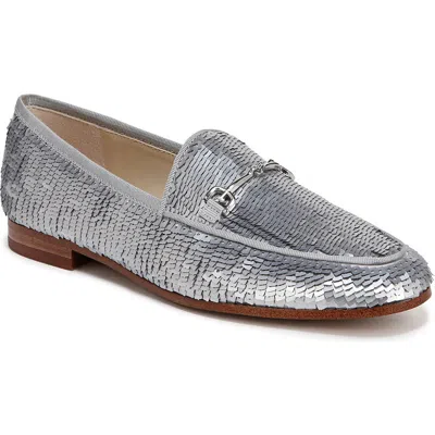 Sam Edelman Loraine Glamour Bit Loafer Matte Silver Fabric In Silver