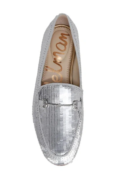 Sam Edelman Loraine Glamour Bit Loafer Matte Silver Fabric In Silver