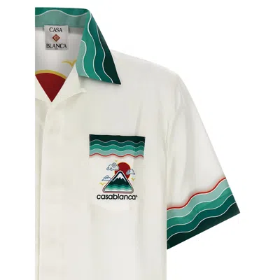 Casablanca Silk Short-sleeved Shirt With Wave In Multi