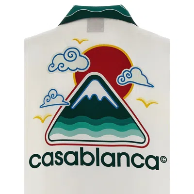 Casablanca Silk Short-sleeved Shirt With Wave In Multi