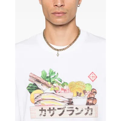 Casablanca White Cotton Short-sleeved T-shirt With Graphic Print In White