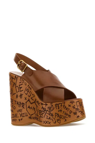 Chloé Maxime Brown Wedge Sandal In Brown