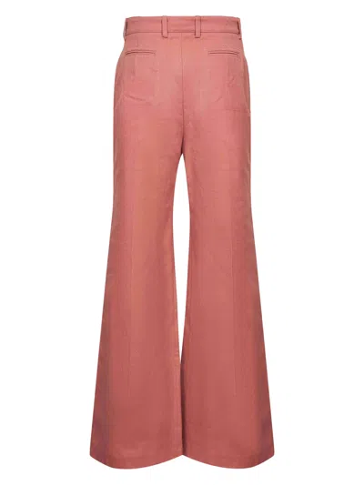 Chloé Dark Pink Cotton Flared Leg Pant In Brown