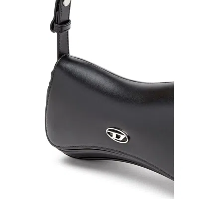 Diesel Curved Silhouette Clutch With Adjustable Strap In Black