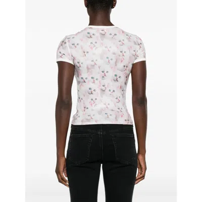 Diesel Cat-print T-shirt With Short Sleeves Throughout In White
