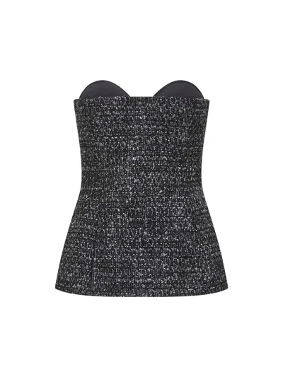 Diesel Bouclé Corset Top With Ultra-low Cut In Gray
