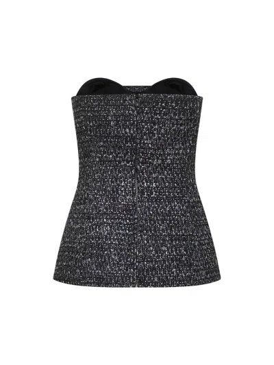 Diesel Bouclé Corset Top With Ultra-low Cut In Gray