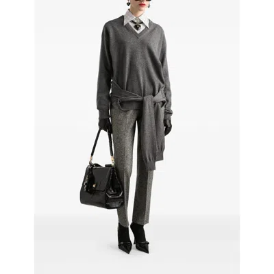 Dolce & Gabbana Virgin Wool Jacquard Slim Trousers In Gray