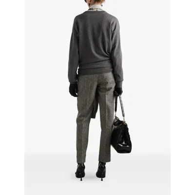 Dolce & Gabbana Virgin Wool Jacquard Slim Trousers In Gray