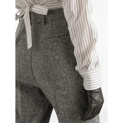 Dolce & Gabbana Virgin Wool Jacquard Slim Trousers In Gray