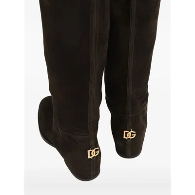 Dolce & Gabbana Dolce&gabbana High Suede Boot In Ebony Brown In Brown