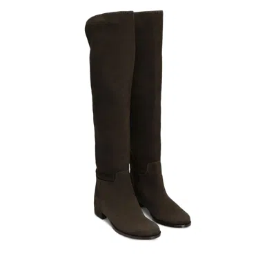 Dolce & Gabbana Dolce&gabbana High Suede Boot In Ebony Brown In Brown