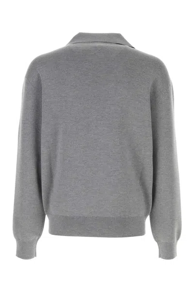 Dolce & Gabbana Wool V-neck Sweater With Dg Embroidery In Gray