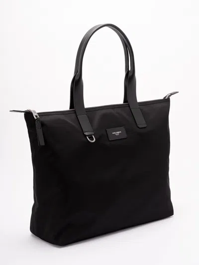 Dolce & Gabbana Zippered Tote Bag With Leather Handles In Black