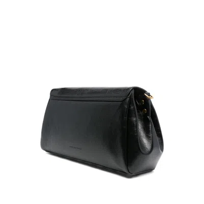 Dries Van Noten Textured Leather Shoulder Bag With Gold-tone Buckle Closure In Black