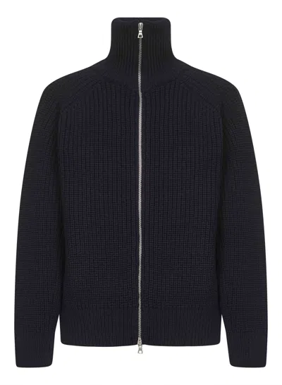 Dries Van Noten Black Wool Zip-up Cardigan In Multi