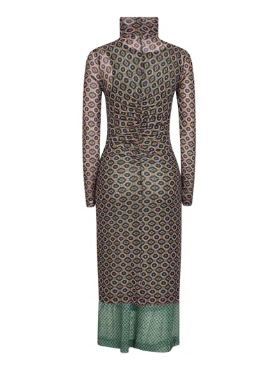 Dries Van Noten Printed Mesh Layered Midi Dress In Multi