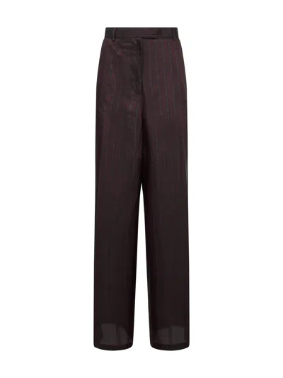 Dries Van Noten High-waisted Wide Leg Trousers With Vertical Stripes In Brown
