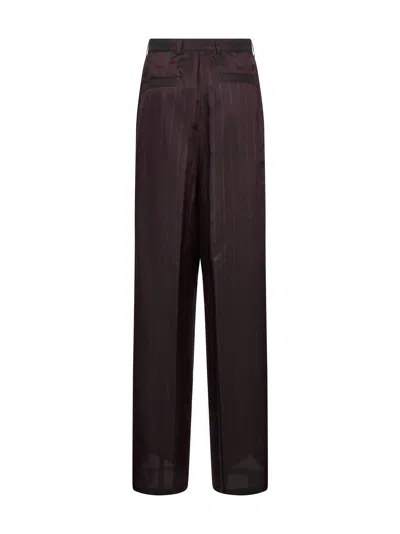 Dries Van Noten High-waisted Wide Leg Trousers With Vertical Stripes In Brown