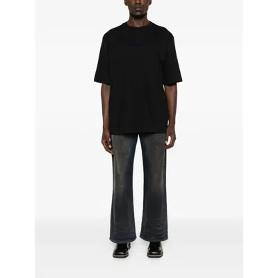 Dsquared2 Men Black Crewneck T-shirt With Logo Lettering On The Front In Cotton Man In Black