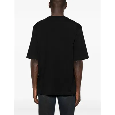 Dsquared2 Men Black Crewneck T-shirt With Logo Lettering On The Front In Cotton Man In Black