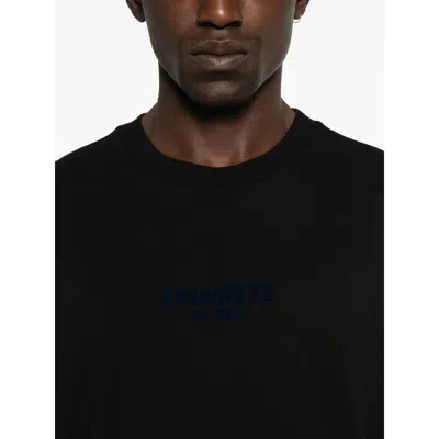 Dsquared2 Men Black Crewneck T-shirt With Logo Lettering On The Front In Cotton Man In Black