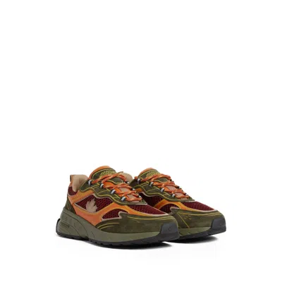 Dsquared2 Casual Low Top Sneakers With Mesh Panels In Green