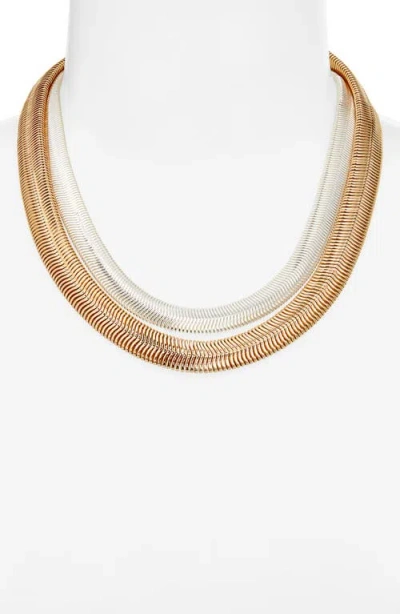 Open Edit Set Of 2 Snake Chain Necklaces In Gold