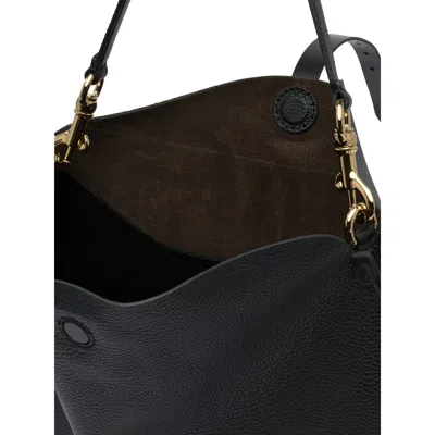 Etro Leather Textured Shoulder Bag In Black