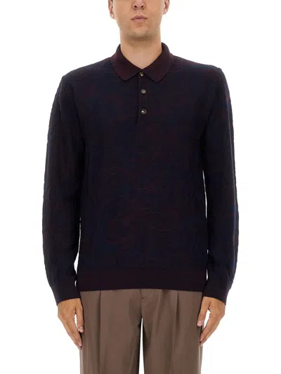 Etro Long-sleeved Polo Shirt In Black