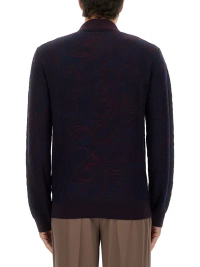 Etro Long-sleeved Polo Shirt In Black
