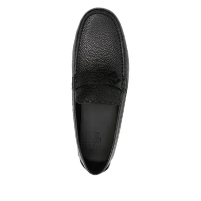 Fendi Ff Metal Driving Loafers Shoes In Black