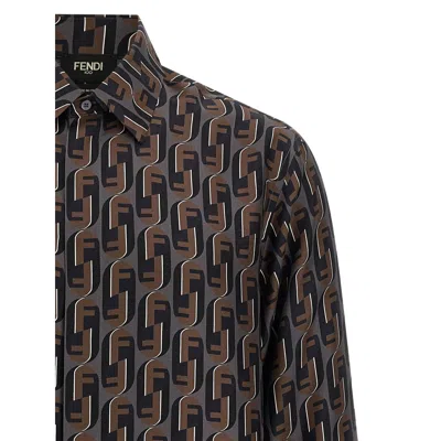 Fendi Nity Print Silk Long-sleeved Shirt In Multi