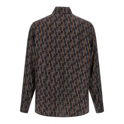 Fendi Nity Print Silk Long-sleeved Shirt In Multi