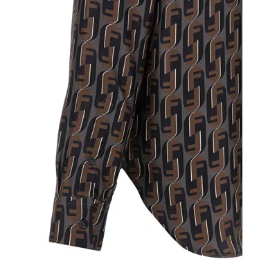 Fendi Nity Print Silk Long-sleeved Shirt In Multi