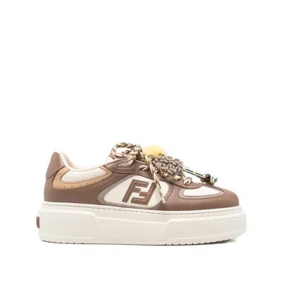 Fendi Sneakers Chunky Sole Contrast Panels In Brown