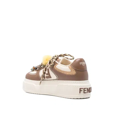 Fendi Sneakers Chunky Sole Contrast Panels In Brown